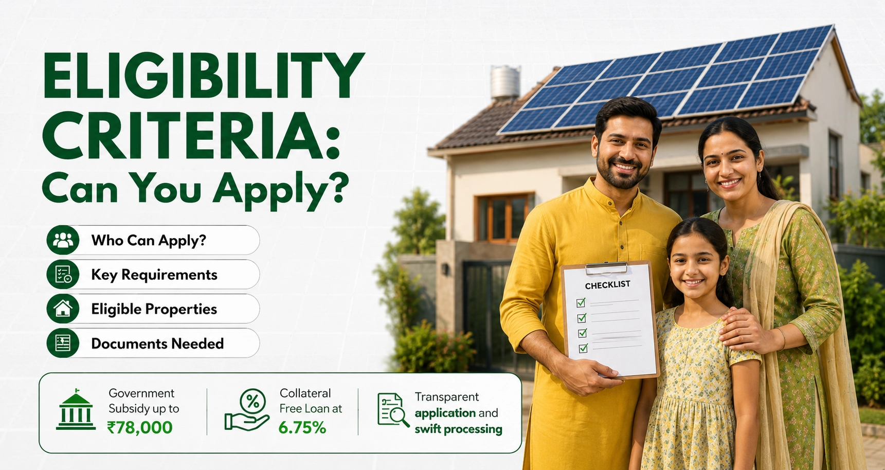 Eligible Criteria for PM Solar Scheme.